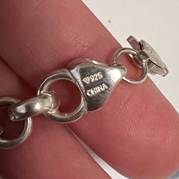 Silver rolo Bracelet  - 7.75" long, 6.75"" fit  - Sterling silver 925 - Picture 2 of 5